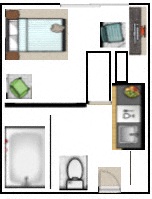 Floor plan for studio, 1 bath, 200 sqft